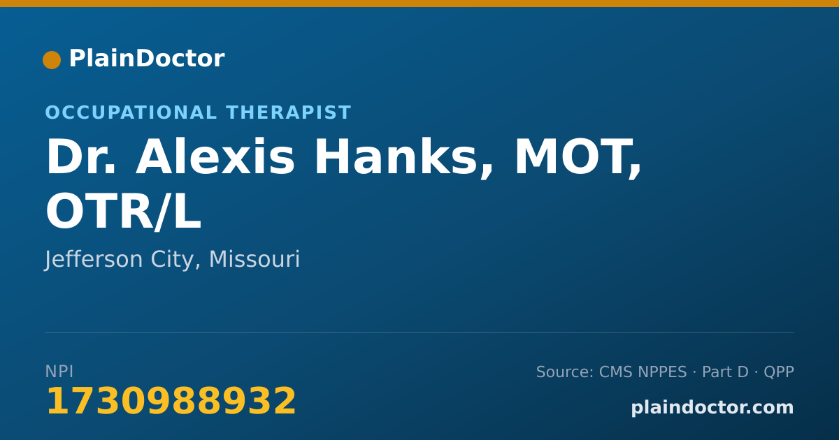 Shareable card for Alexis Hanks, MOT, OTR/L - Occupational Therapist, Jefferson City, MO