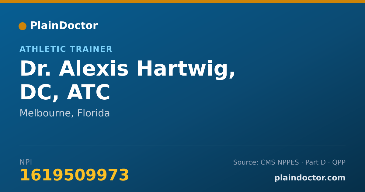 Shareable card for Alexis Hartwig, DC, ATC - Athletic Trainer, Melbourne, FL