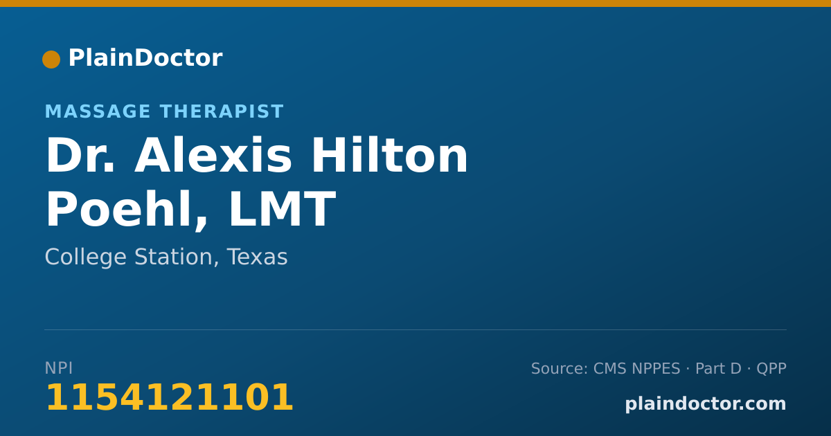 Shareable card for Alexis Hilton Poehl, LMT - Massage Therapist, College Station, TX