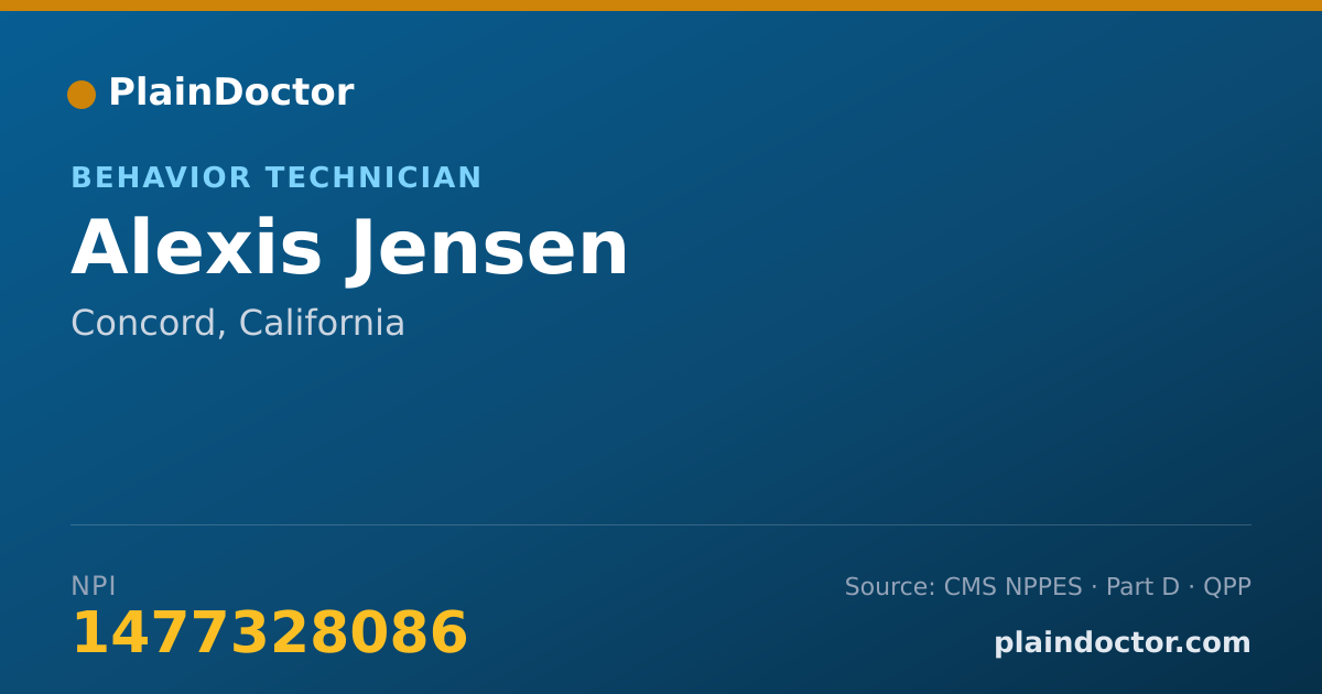 Shareable card for Alexis Jensen - Behavior Technician, Concord, CA