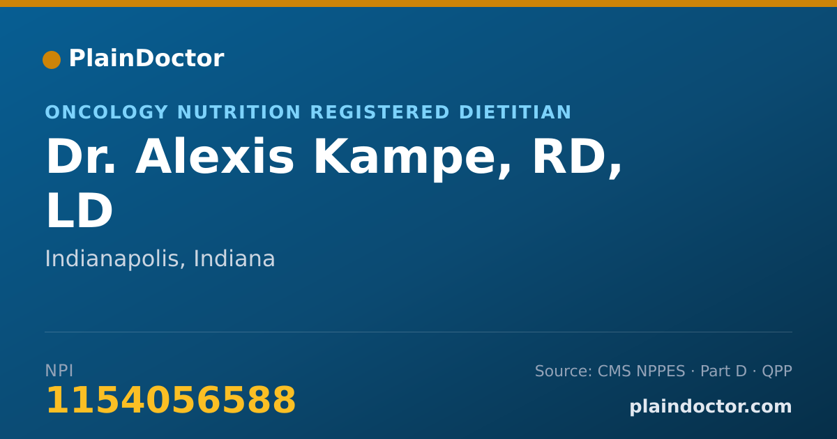 Shareable card for Alexis Kampe, RD, LD - Oncology Nutrition Registered Dietitian, Indianapolis, IN