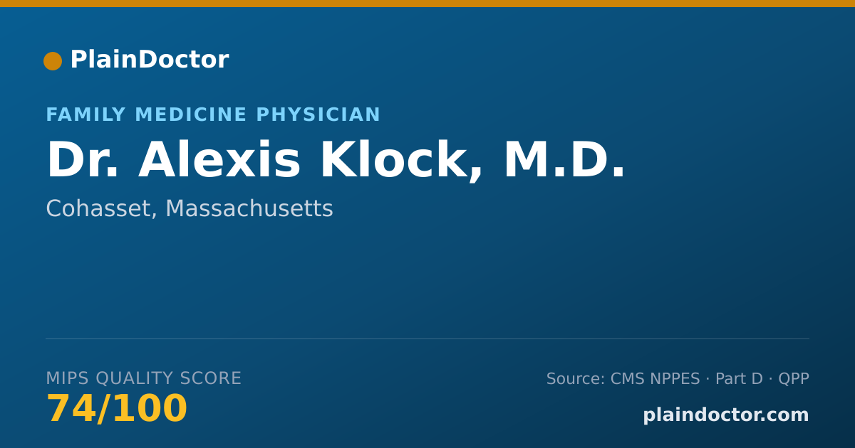 Shareable card for Alexis Klock, M.D. - Family Medicine Physician, Cohasset, MA