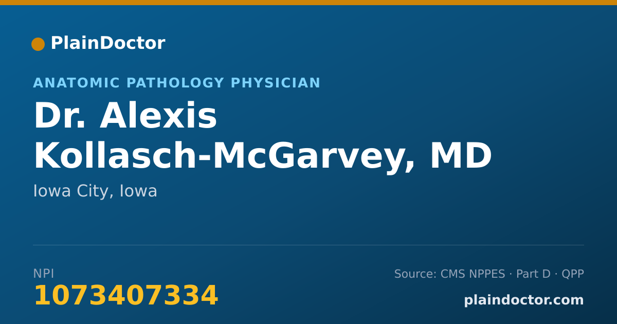 Shareable card for Alexis Kollasch-McGarvey, MD - Anatomic Pathology Physician, Iowa City, IA