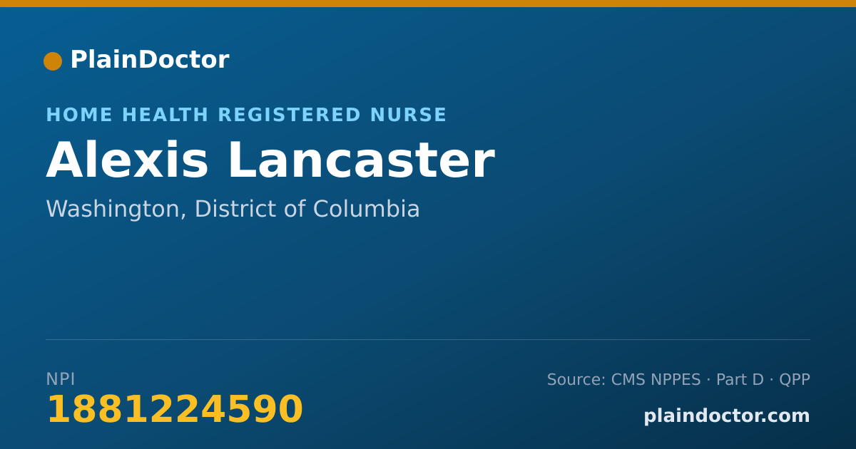 Shareable card for Alexis Lancaster - Home Health Registered Nurse, Washington, DC