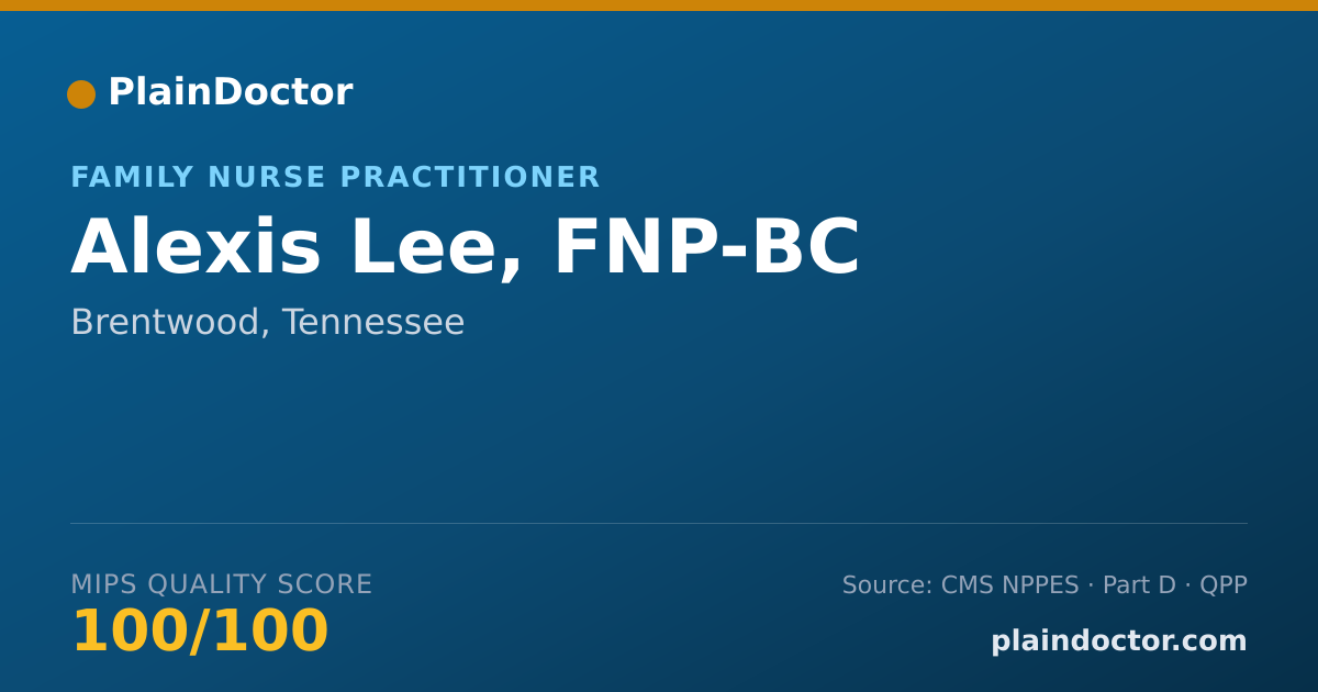 Shareable card for Alexis Lee, FNP-BC - Family Nurse Practitioner, Brentwood, TN