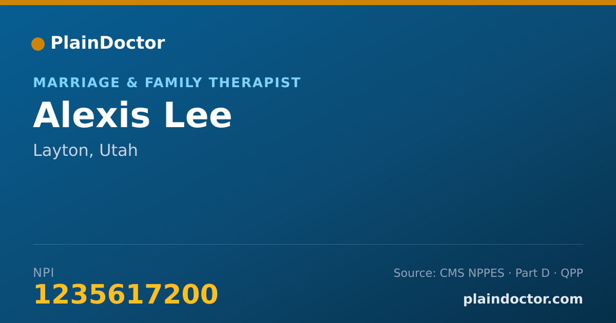Shareable card for Alexis Lee - Marriage & Family Therapist, Layton, UT