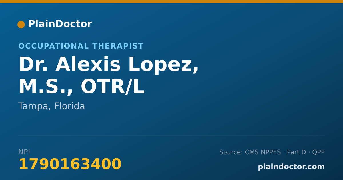 Shareable card for Alexis Lopez, M.S., OTR/L - Occupational Therapist, Tampa, FL