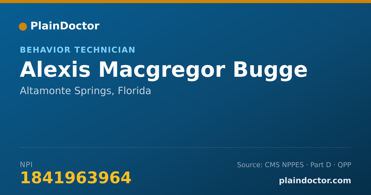 Shareable card for Alexis Macgregor Bugge - Behavior Technician, Altamonte Springs, FL