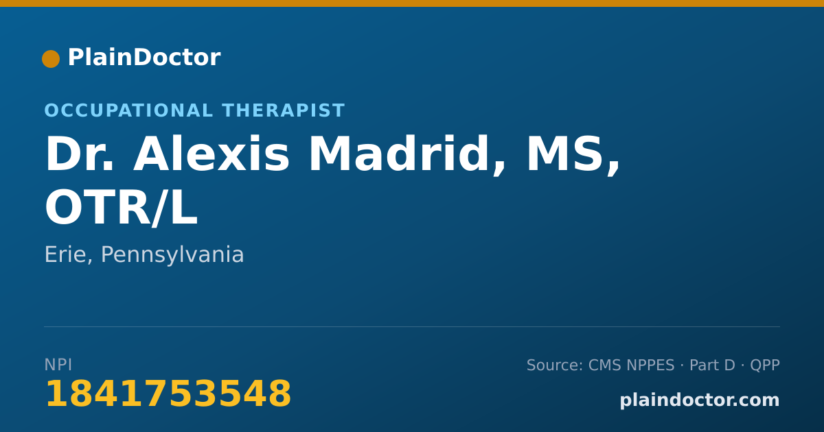 Shareable card for Alexis Madrid, MS, OTR/L - Occupational Therapist, Erie, PA