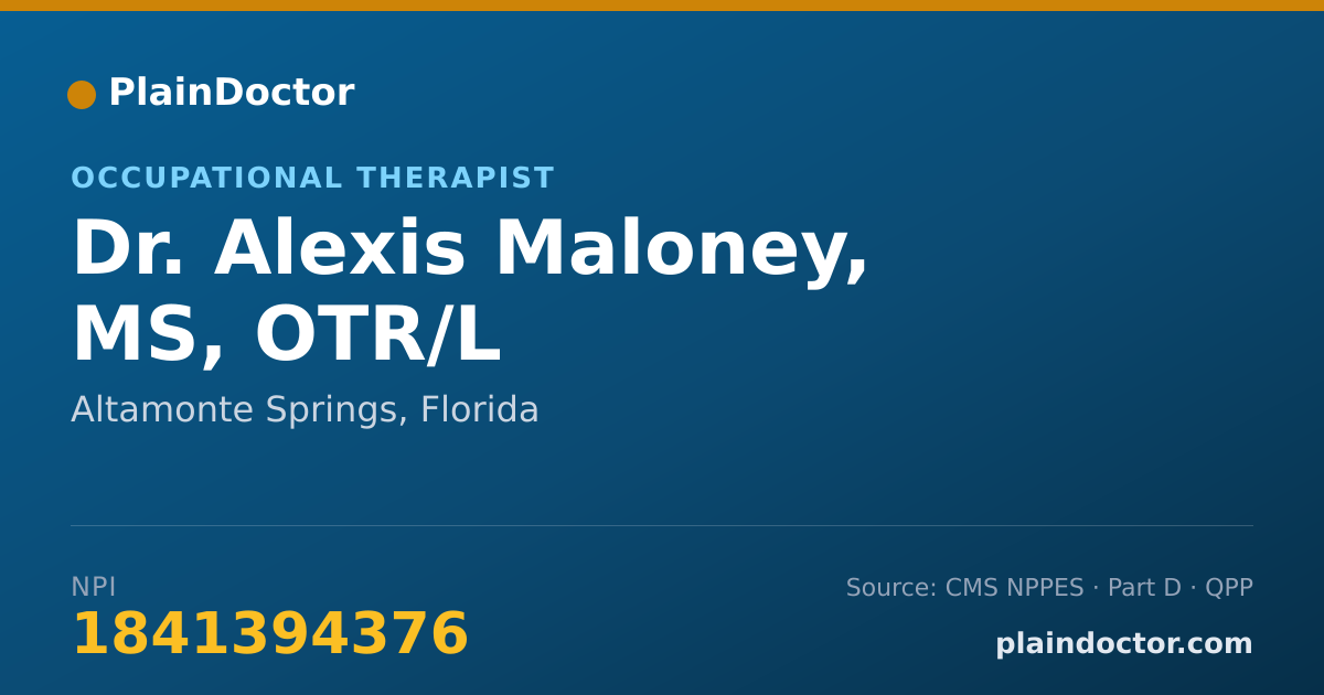 Shareable card for Alexis Maloney, MS, OTR/L - Occupational Therapist, Altamonte Springs, FL