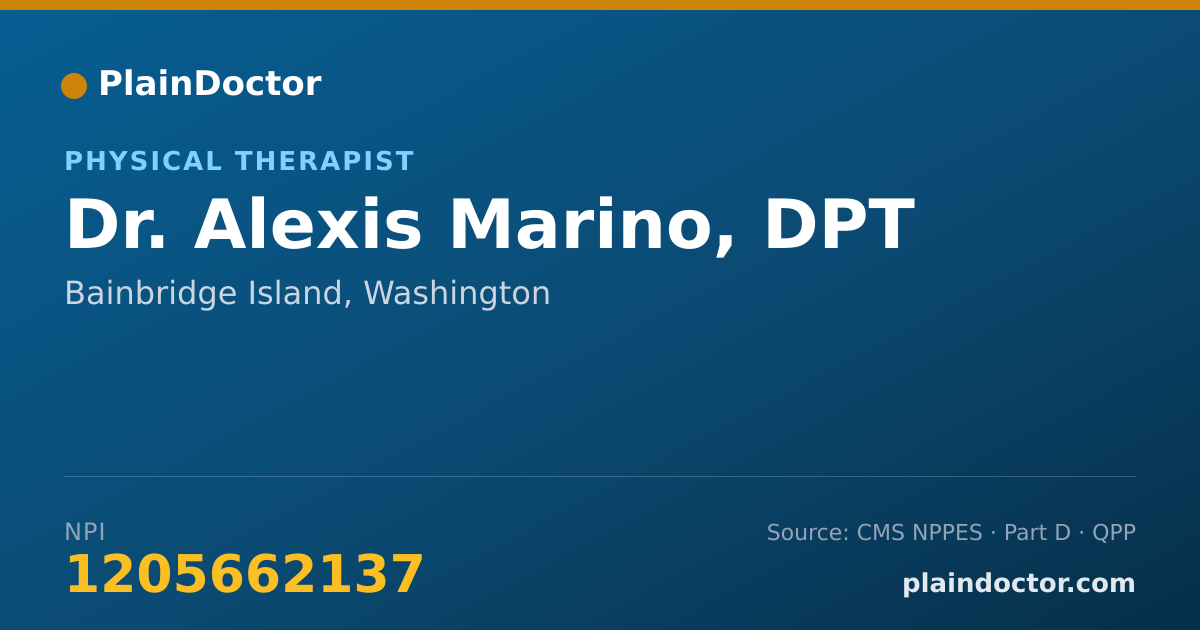 Shareable card for Alexis Marino, DPT - Physical Therapist, Bainbridge Island, WA