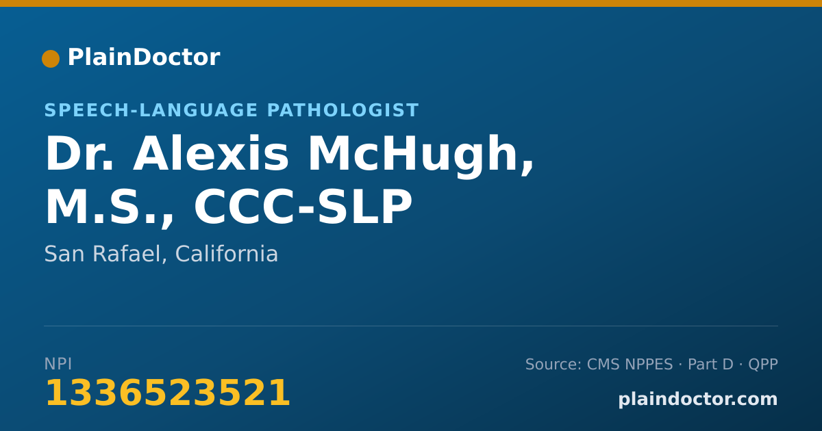 Shareable card for Alexis McHugh, M.S., CCC-SLP - Speech-Language Pathologist, San Rafael, CA