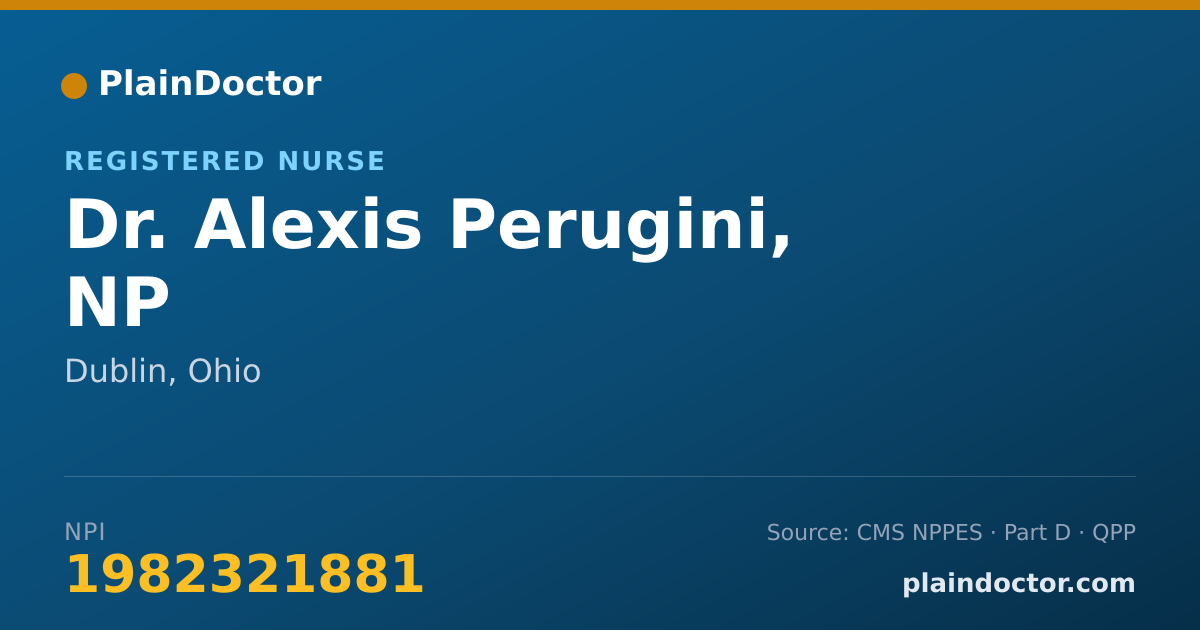 Shareable card for Alexis Perugini, NP - Registered Nurse, Dublin, OH