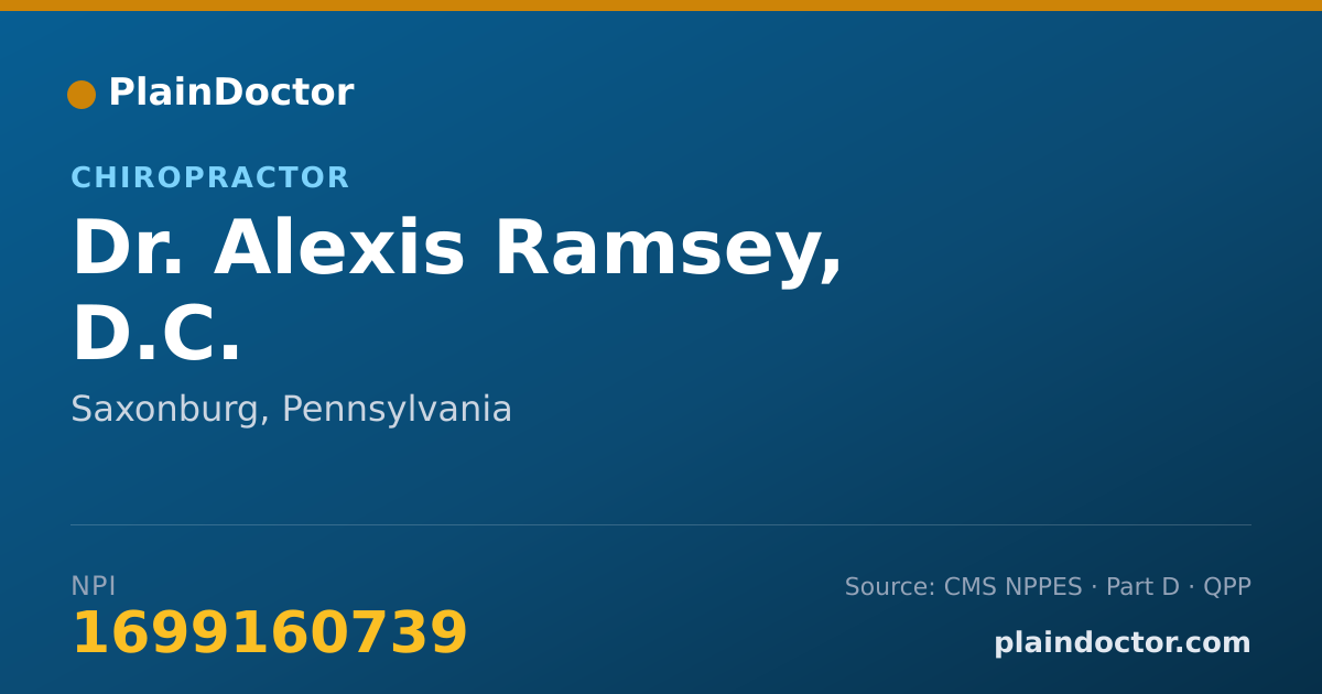 Shareable card for Alexis Ramsey, D.C. - Chiropractor, Saxonburg, PA