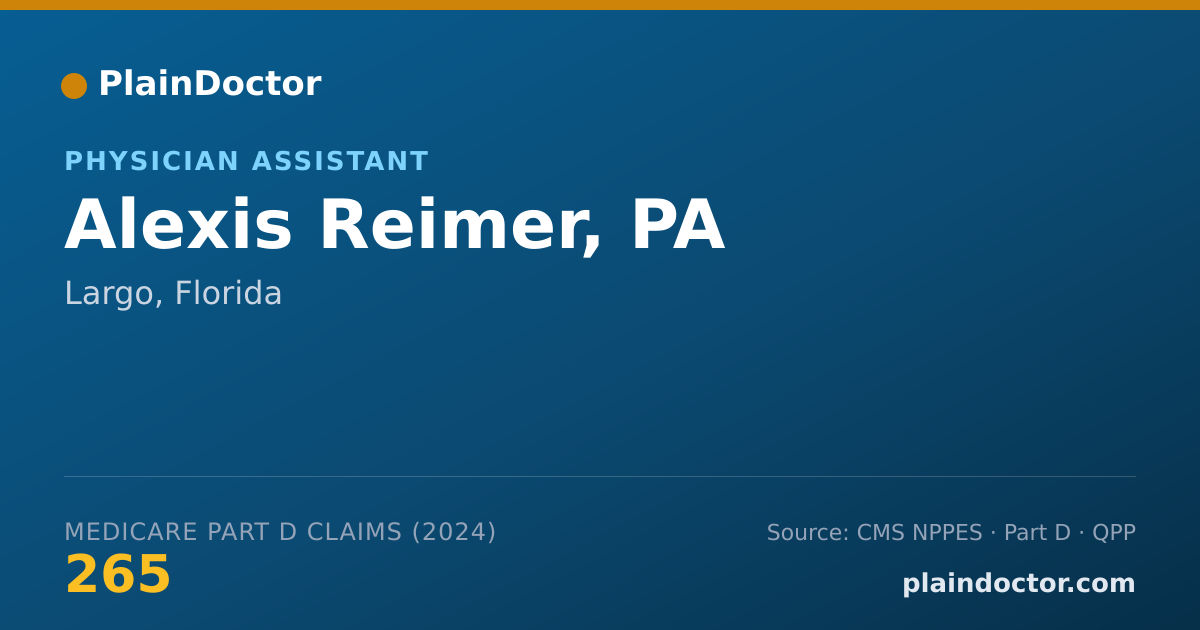 Shareable card for Alexis Reimer, PA - Physician Assistant, Largo, FL
