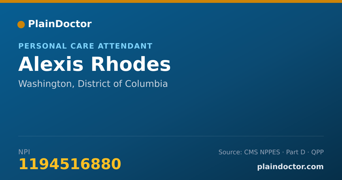 Shareable card for Alexis Rhodes - Personal Care Attendant, Washington, DC