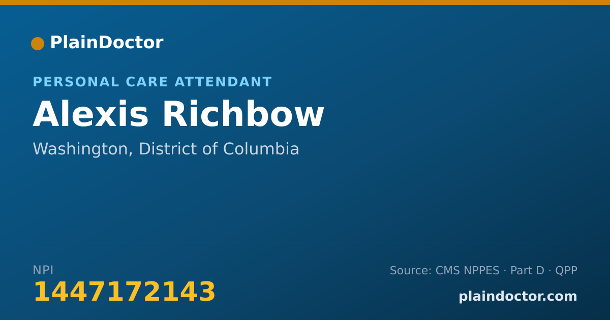 Shareable card for Alexis Richbow - Personal Care Attendant, Washington, DC