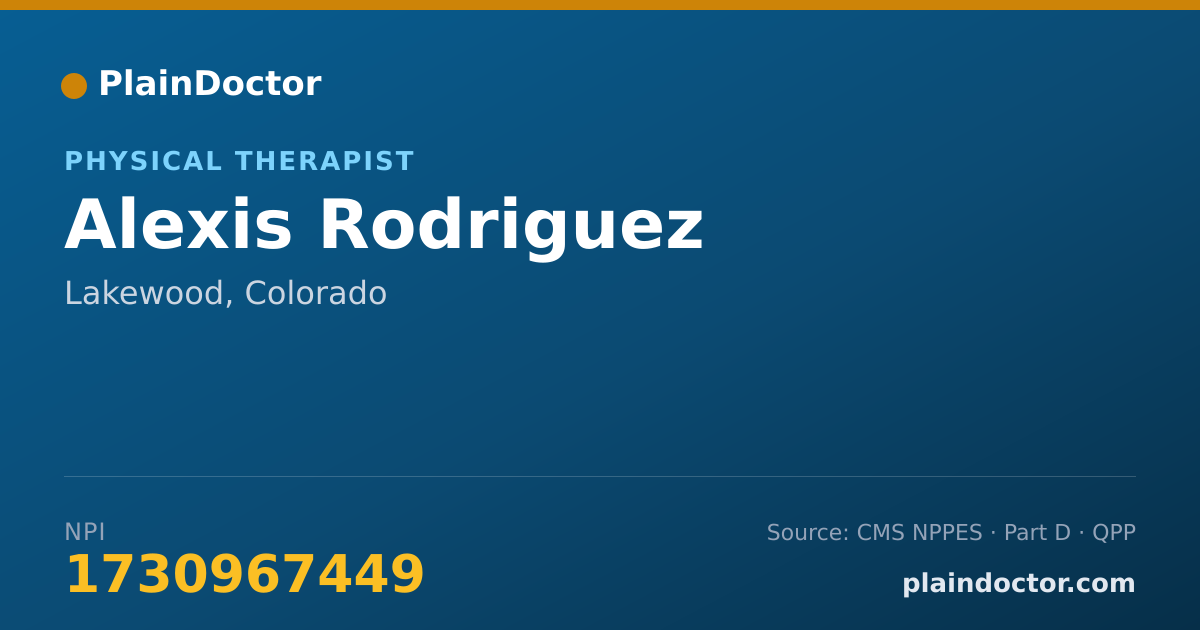 Shareable card for Alexis Rodriguez - Physical Therapist, Lakewood, CO