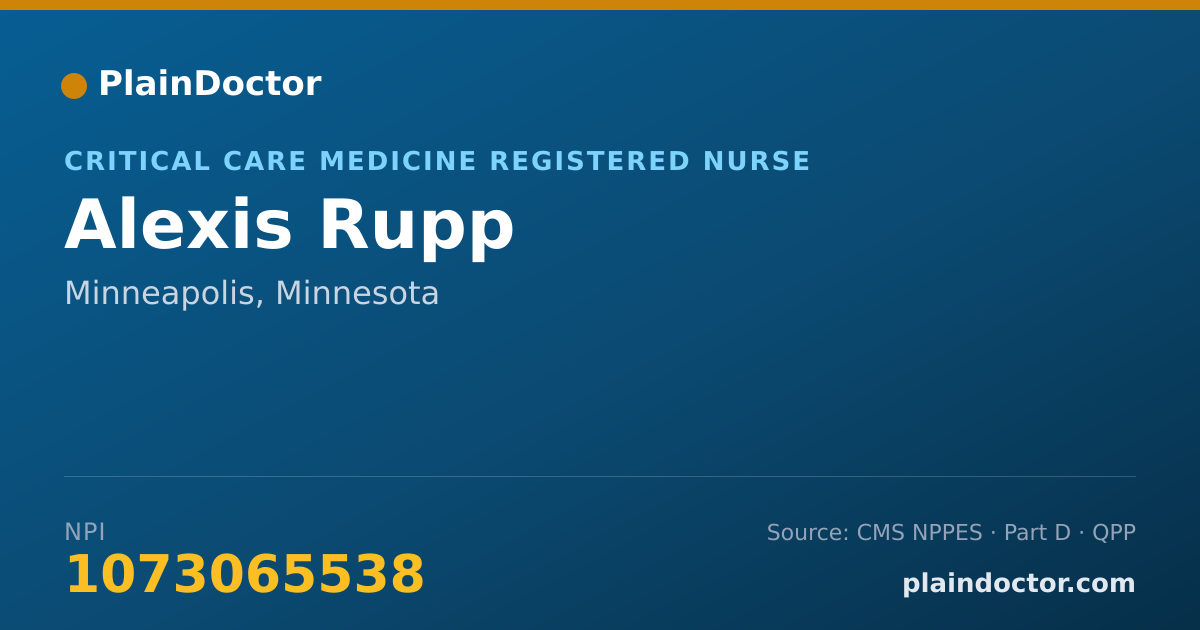 Shareable card for Alexis Rupp - Critical Care Medicine Registered Nurse, Minneapolis, MN