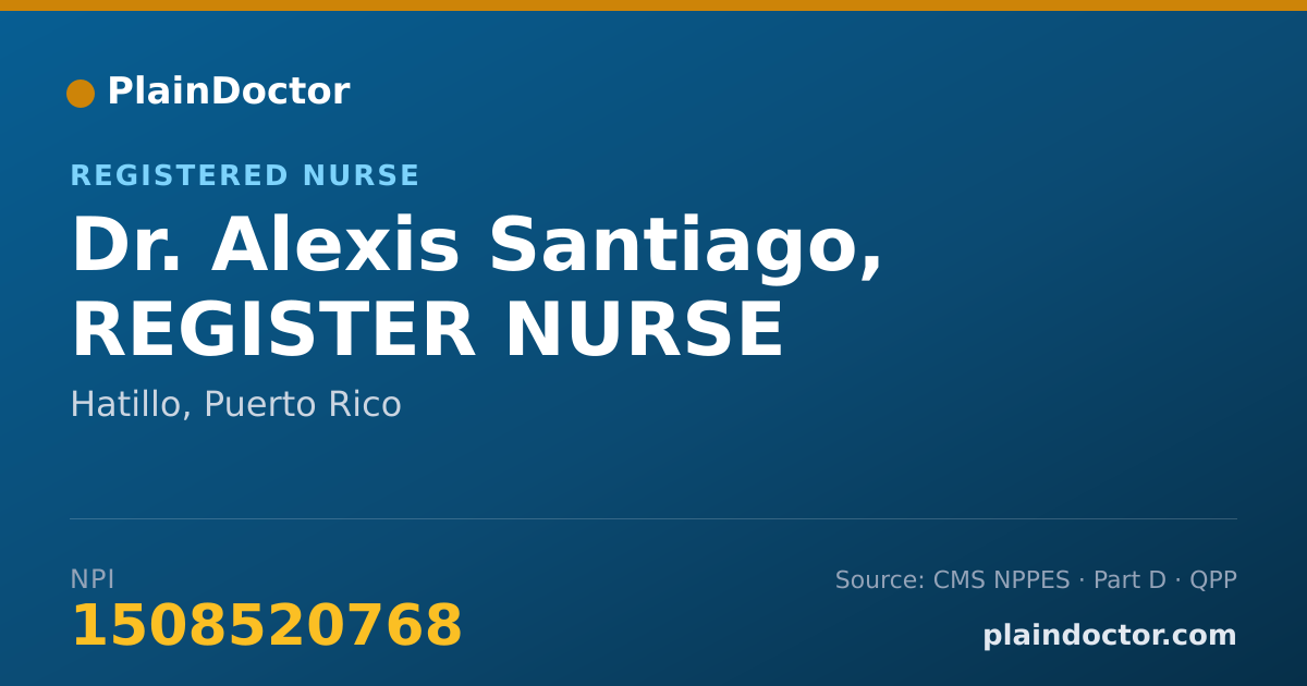Shareable card for Alexis Santiago, REGISTER NURSE - Registered Nurse, Hatillo, PR