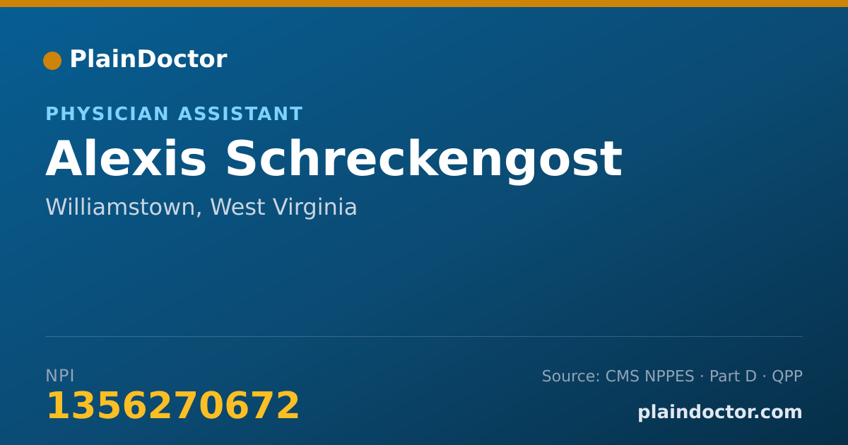 Shareable card for Alexis Schreckengost - Physician Assistant, Williamstown, WV