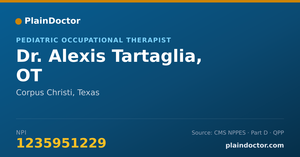 Shareable card for Alexis Tartaglia, OT - Pediatric Occupational Therapist, Corpus Christi, TX