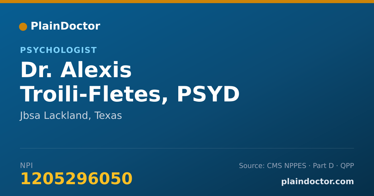 Shareable card for Alexis Troili-Fletes, PSYD - Psychologist, Fort Sam Houston, TX