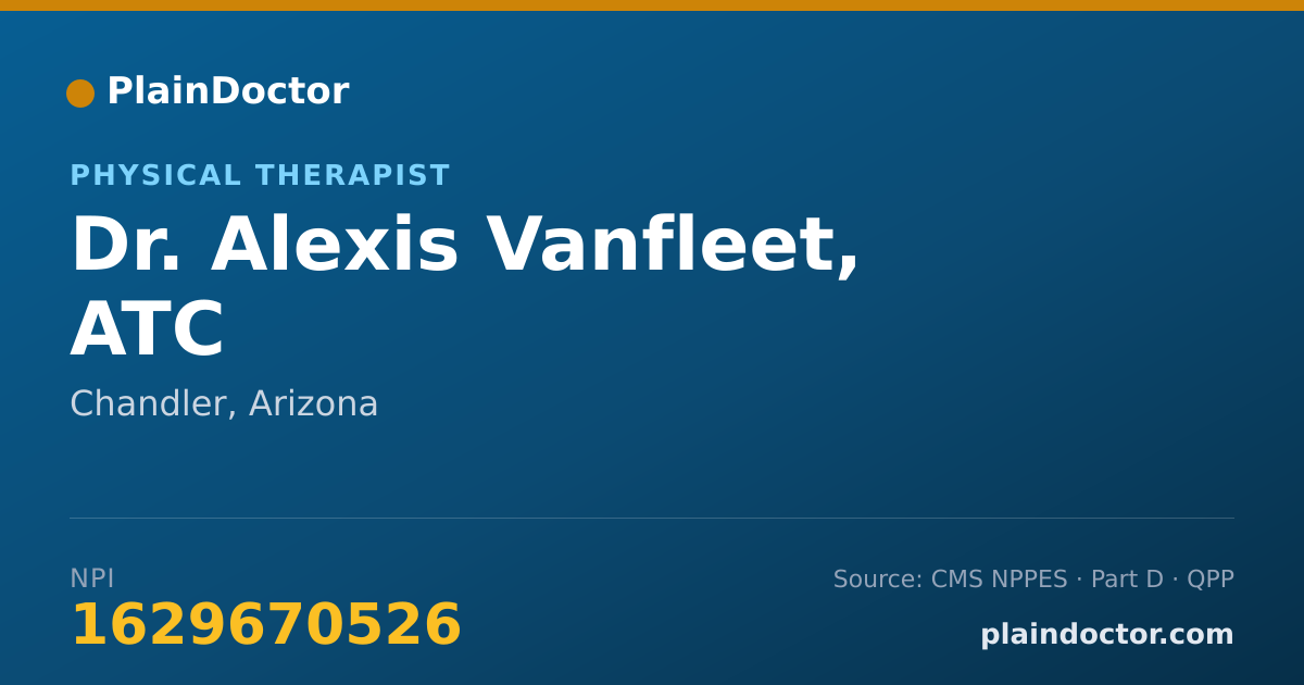 Shareable card for Alexis Vanfleet, ATC - Physical Therapist, Chandler, AZ