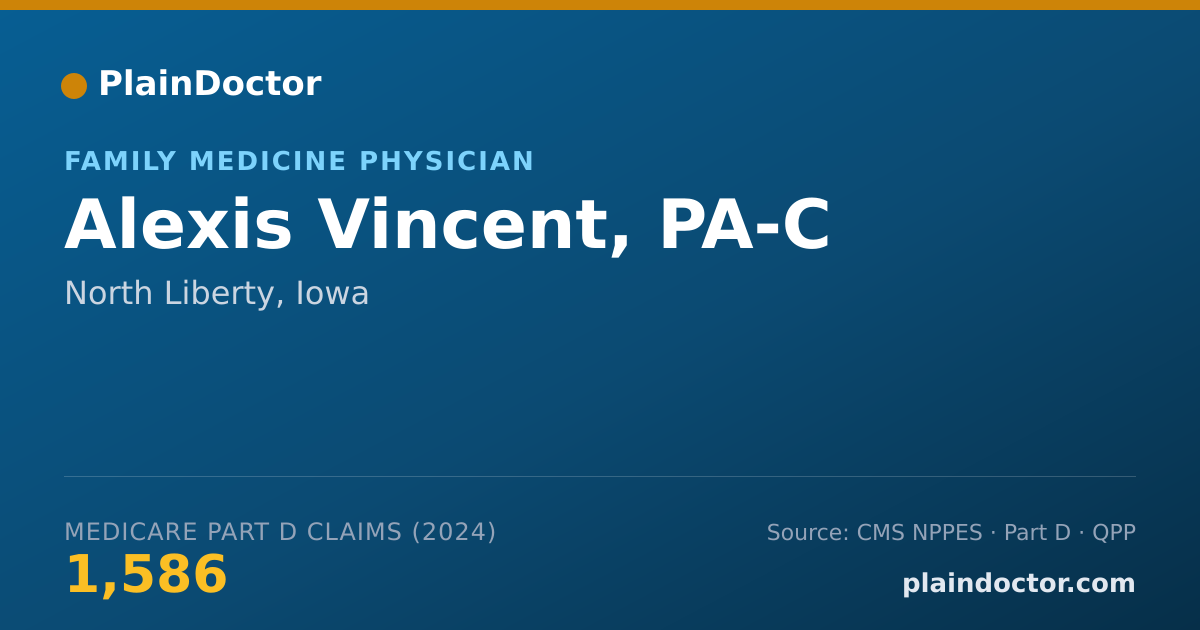 Shareable card for Alexis Vincent, PA-C - Family Medicine Physician, North Liberty, IA