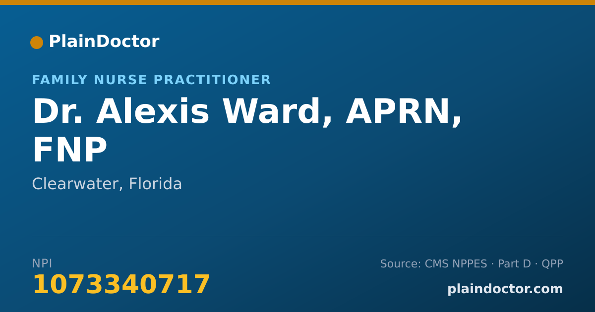 Shareable card for Alexis Ward, APRN, FNP - Family Nurse Practitioner, Clearwater, FL