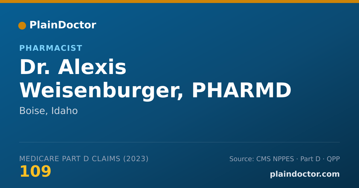 Shareable card for Alexis Weisenburger, PHARMD - Pharmacist, Boise, ID