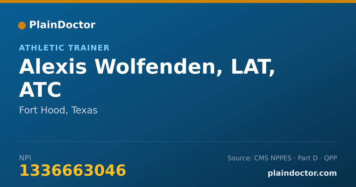 Shareable card for Alexis Wolfenden, LAT, ATC - Athletic Trainer, Fort Hood, TX