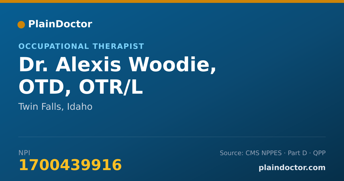 Shareable card for Alexis Woodie, OTD, OTR/L - Occupational Therapist, Twin Falls, ID