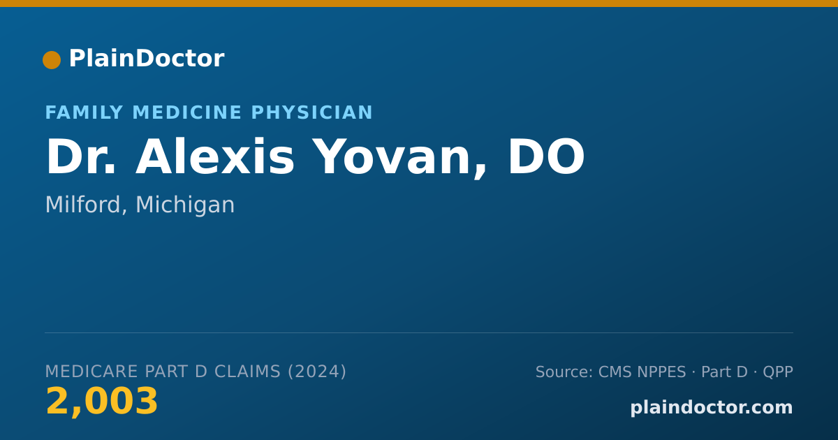 Shareable card for Alexis Yovan, DO - Family Medicine Physician, Milford, MI