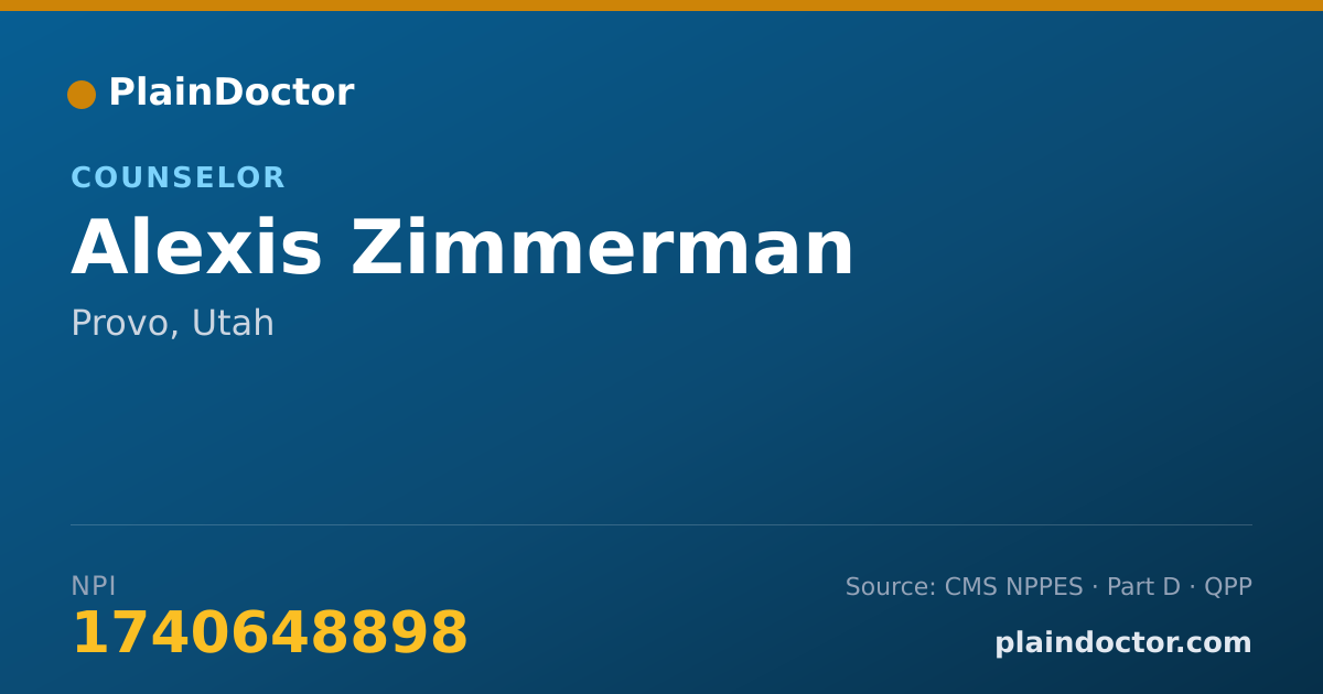 Shareable card for Alexis Zimmerman - Counselor, Provo, UT