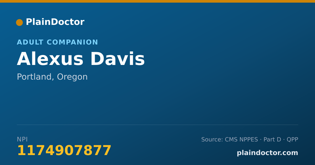 Shareable card for Alexus Davis - Adult Companion, Portland, OR