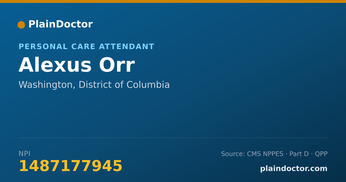 Shareable card for Alexus Orr - Personal Care Attendant, Washington, DC