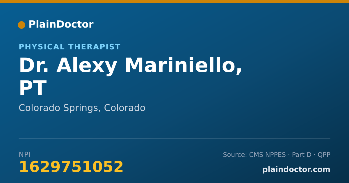 Shareable card for Alexy Mariniello, PT - Physical Therapist, Colorado Springs, CO