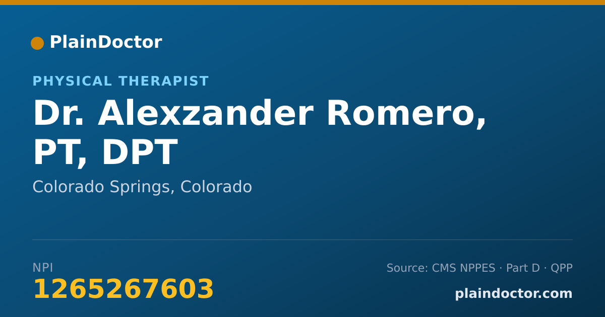 Shareable card for Alexzander Romero, PT, DPT - Physical Therapist, Colorado Springs, CO