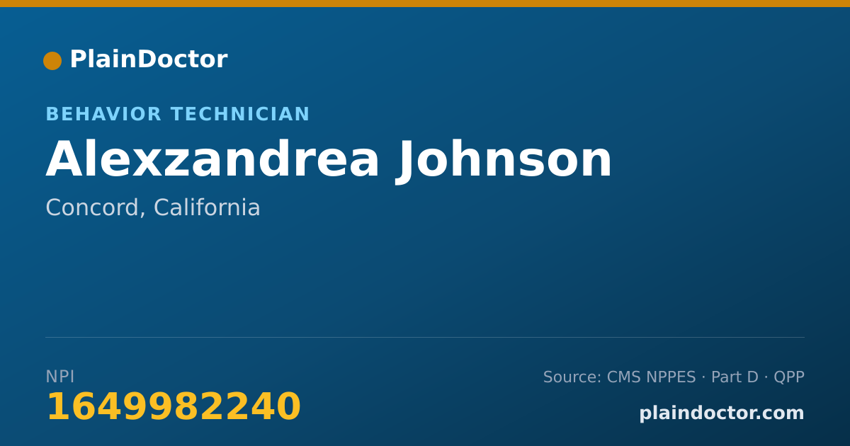 Shareable card for Alexzandrea Johnson - Behavior Technician, Concord, CA