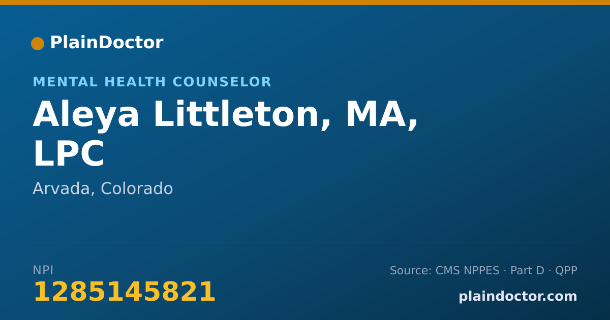 Shareable card for Aleya Littleton, MA, LPC - Mental Health Counselor, Golden, CO