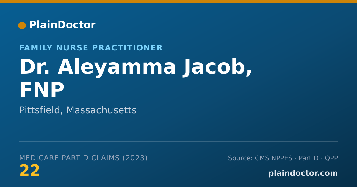 Shareable card for Aleyamma Jacob, FNP - Family Nurse Practitioner, Pittsfield, MA