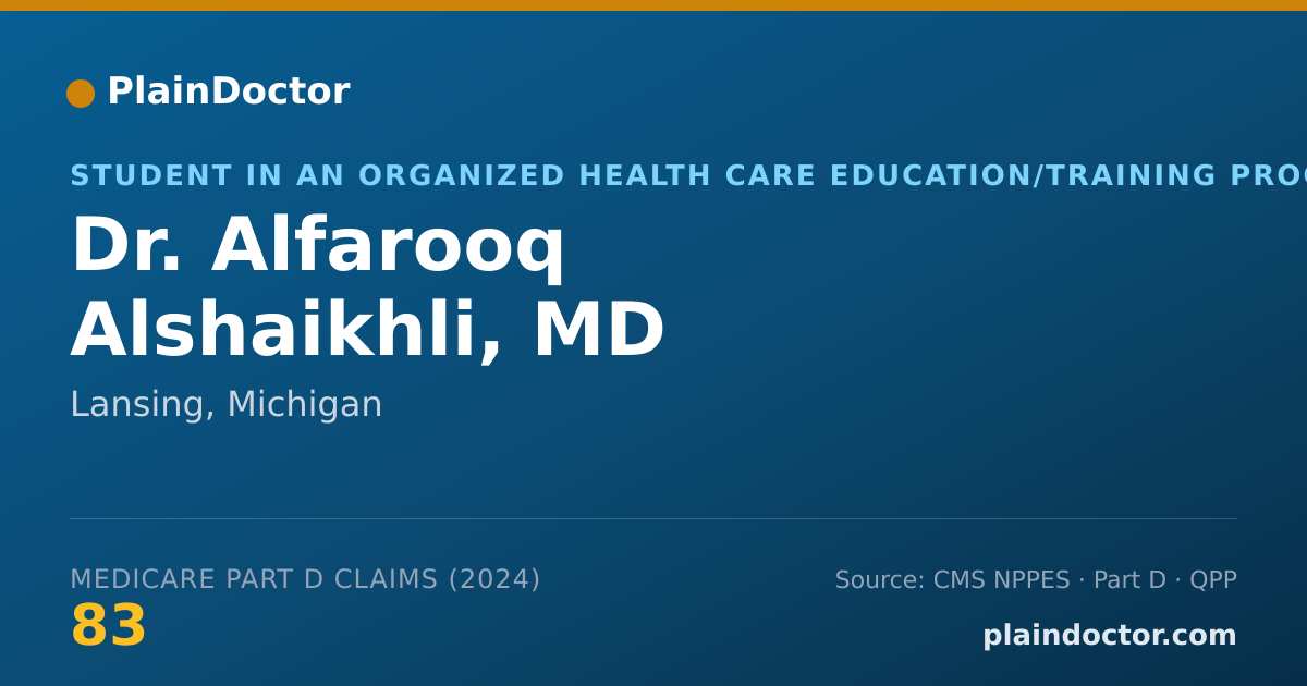 Shareable card for Alfarooq Alshaikhli, MD - Student in an Organized Health Care Education/Training Program, Lansing, MI