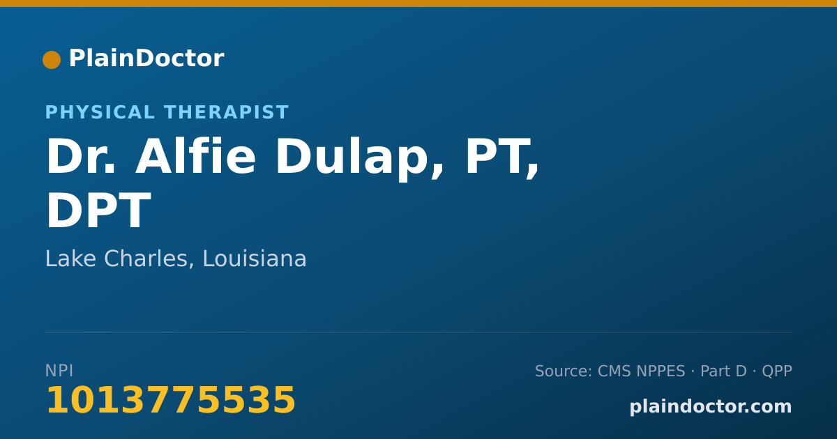 Shareable card for Alfie Dulap, PT, DPT - Physical Therapist, Lake Charles, LA
