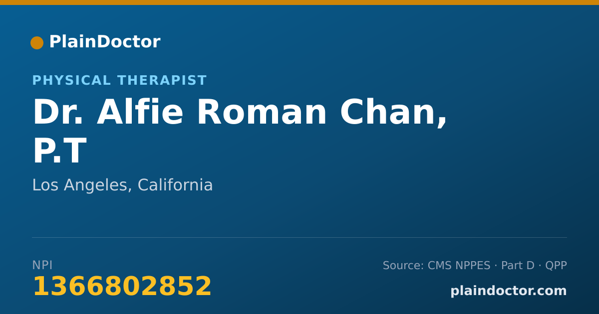 Shareable card for Alfie Roman Chan, P.T - Physical Therapist, Los Angeles, CA