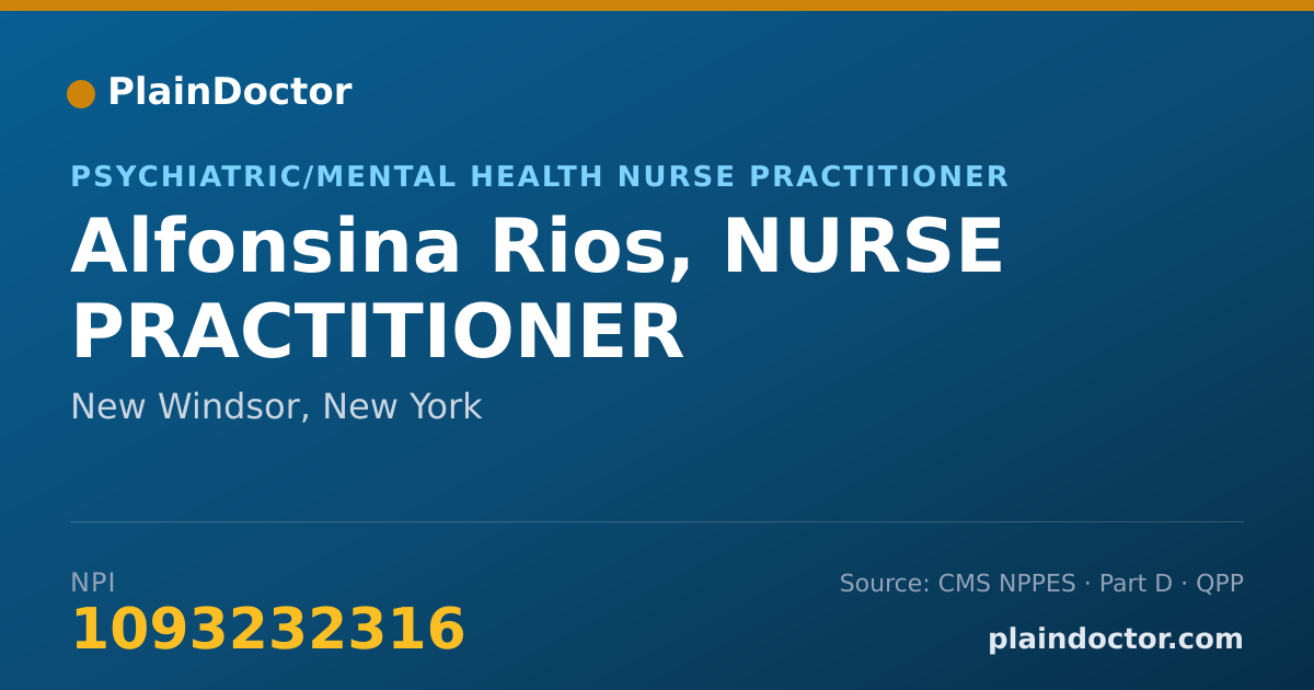 Shareable card for Alfonsina Rios, NURSE PRACTITIONER - Registered Nurse, New Windsor, NY