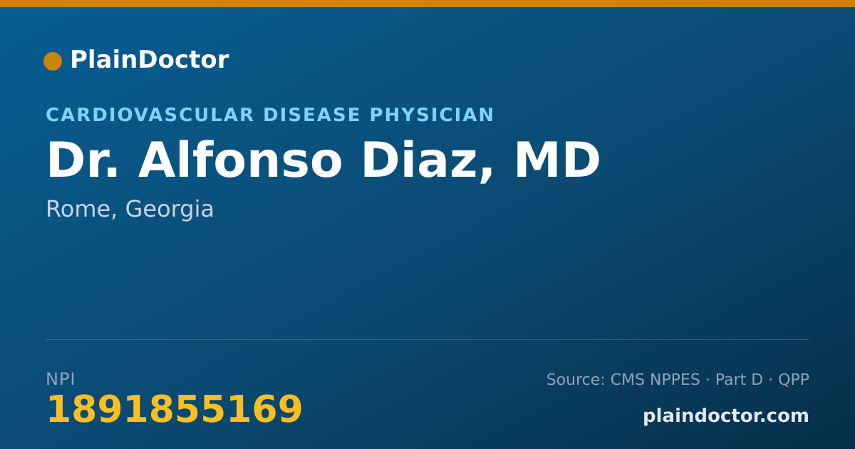Shareable card for Alfonso Diaz, MD - Cardiovascular Disease Physician, Rome, GA