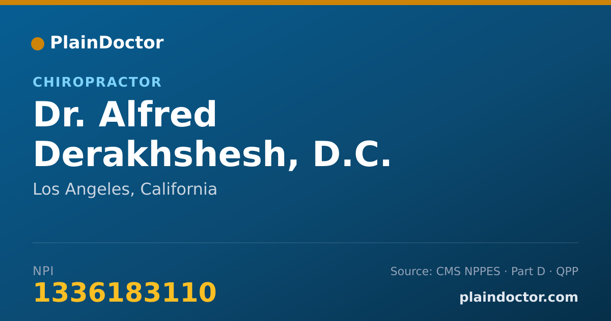 Shareable card for Alfred Derakhshesh, D.C. - Chiropractor, Los Angeles, CA
