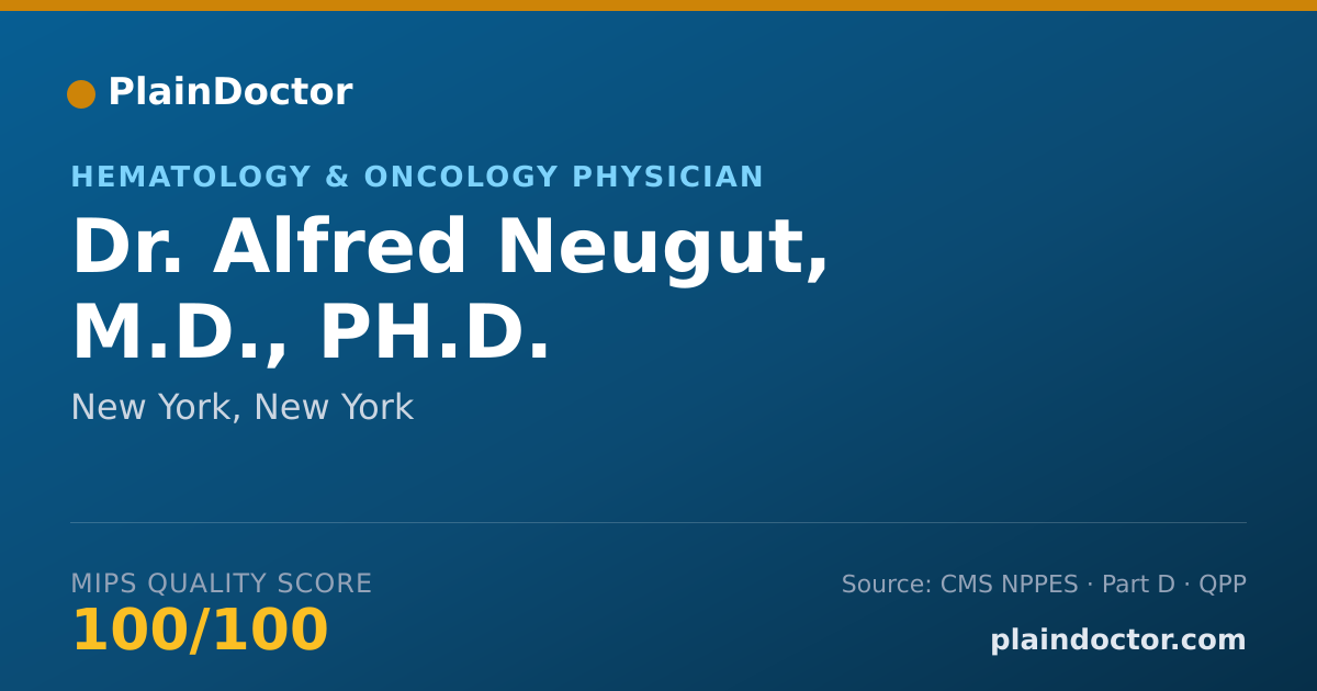 Shareable card for Alfred Neugut, M.D., PH.D. - Hematology & Oncology Physician, New York, NY