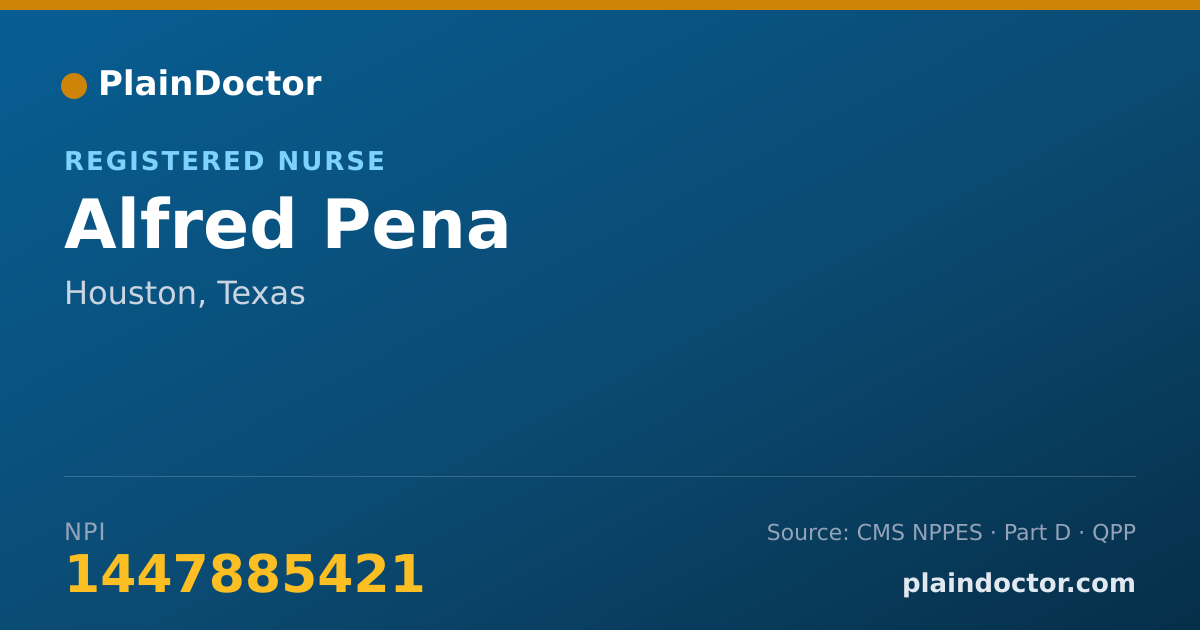 Shareable card for Alfred Pena - Registered Nurse, Houston, TX